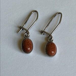 Sparkly Oval Drop Earrings in Silver Tone